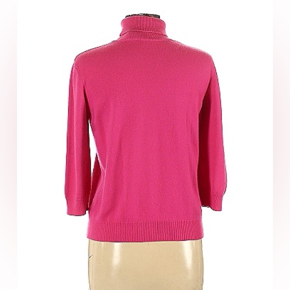 Saks Fifth Avenue Cashmere Sweater - Pink Turtleneck with 3/4 sleeve - Large - Picture 2 of 2